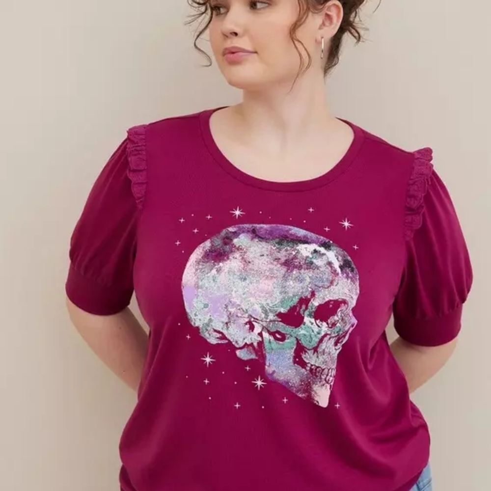 Torrid Magenta Skull Graphic Tee